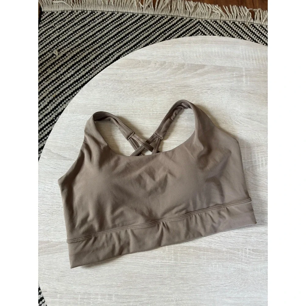HM Move SoftMove Sports Bra Taupe Brown Strappy Cross Back Medium Support XL